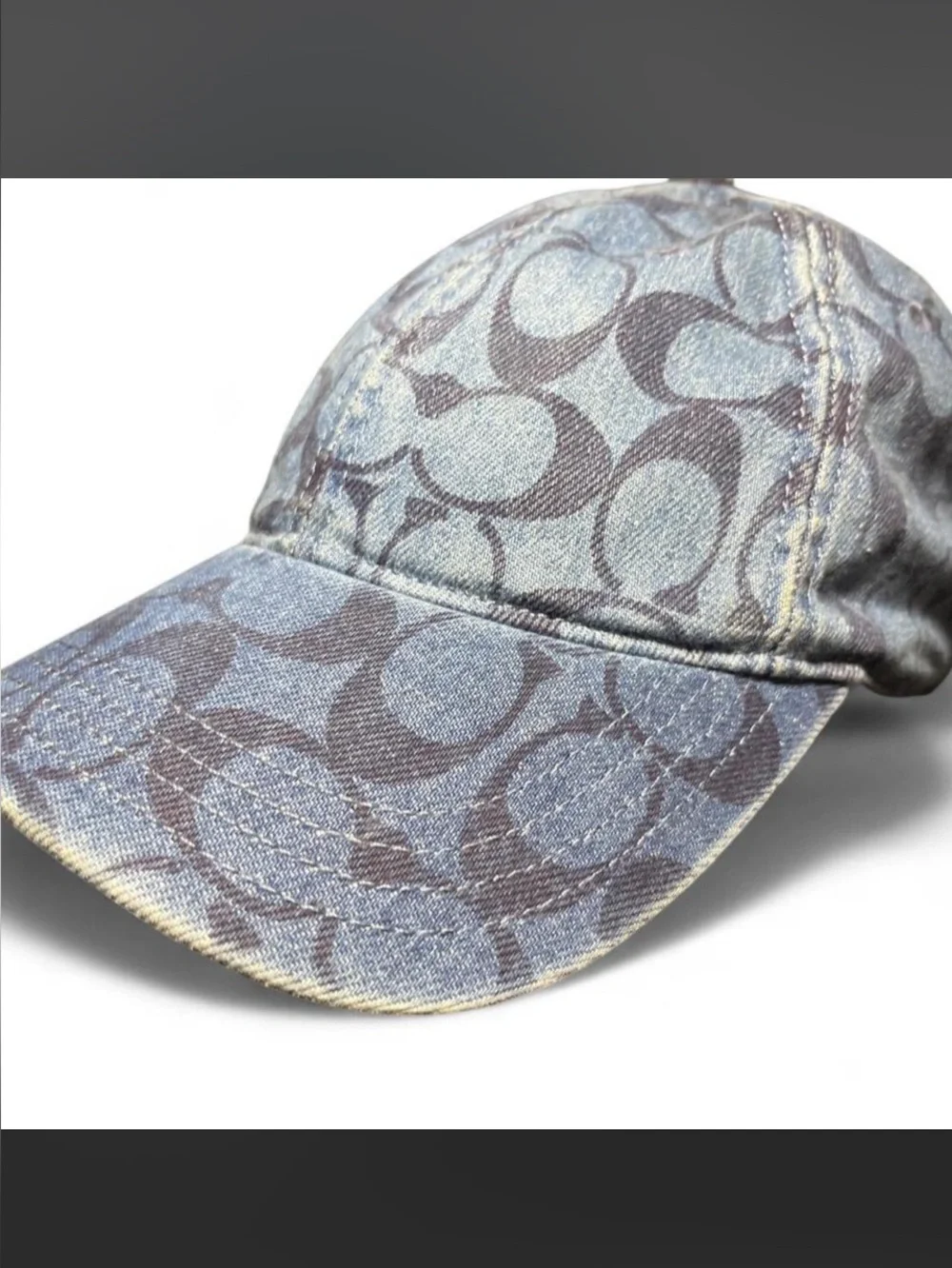 Coach Light Blue Signature Pattern Men's Baseball Cap